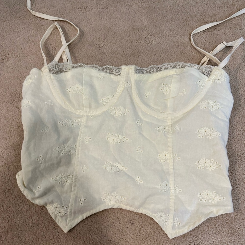 Elegant Cream Lace Bustier Top